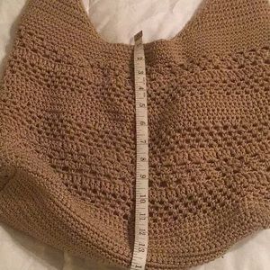 Tan crocheted hobo